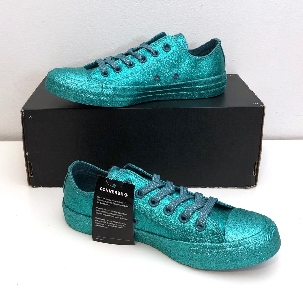 Converse Ctas Low Top Brittany Blue Glitter NWT - Picture 3 of 8